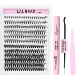 Lash Extension Kit 20D+40D Lash Clusters Kit Eyelash Extension Kit Lash Bond and Seal Waterproof Individual Lashes Kit Lash Tweezers DIY Lash Extension Kit (Set 20D+40D-0.07C-9-16Mix)