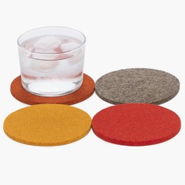 Graf Lantz - Bierfilzl Felt Coasters - Round - 100% Merino Wool - Moisture Wicking - Heat Resistant - Sustainable - Home Decor - Bar Decor - Housewarming Gift - 4 Coaster Set - 4" Circles - Turmeric