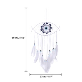 PATIKIL Evil Eye Dream Catchers, Evil Eye Macrame Wall Hanging for Home Decor Bedroom Accessories Cafes Wedding Decoration, White