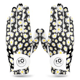 FINGER TEN Golf Gloves Ladies Pair for Left and Right Hand Leather,Golf Gloves for Women Weathersof Comfortable (Grey, Small)