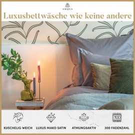 Amqua Mako Satin Fitted Sheet 90 x 200 cm, 100% Organic Cotton (Certified), Bed Sheet for Box Spring Bed & Waterbed or Mattresses up to 30 cm Height, Colour: Grey