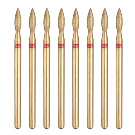 HARFINGTON 8pcs 200-230 Grits Diamond Grinding Bit 2.3mm Oval Head 2.35mm Shank 8mm Length Titanium Plated Stone Sanding Drill Bits Rotary Tool for Nails Grinding Polishing