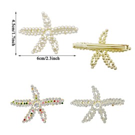 9 PCS Starfish Hair Clip,Crystal Pearl Starfish Barrette, Theme Sea Themed Festival mermaid accessories,Wedding Hair Claw Seashell Beach Hair Accessories for Bride Women Girls