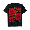 Red Roses Wild Rose Bold Floral Design Pattern Art T-Shirt