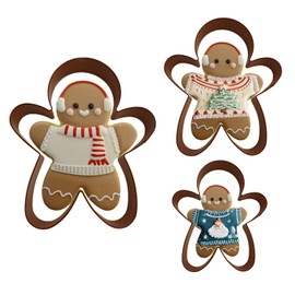 3PCs Gingerbread Man Cookie Cutters, Assorted Size 5.12" 4.13" 3.11" Large Christmas Cookie Cutter Set Molds Holiday Cookies Cutters Shapes,Stainless Steel