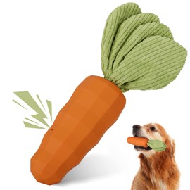 ETIAL Carrot Dog Toys for Aggressive Chewers Super Chewers Tough & Durable Rubber Indestructible Big Dog Chew Toys for Medium Large Breed