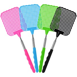 Soodyoow Fly Swatter, Pack of 4 Colourful Extendable Fly Swatter Stable for Flies, Mosquitoes and Insects