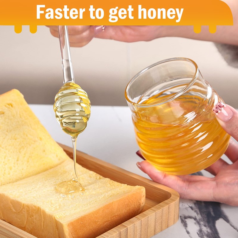 SlZKADY Honey Jar with Dipper and Lid,Glass Honey Pot Container