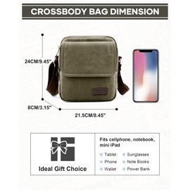 Small Crossbody Bag for Men,Vintage Canvas Messenger Shoulder Bags Crossbody Satchel Bag Men's Side Bags Over the Shoulder Purse for Phone Passport Bolsos Para Hombre Dark Green