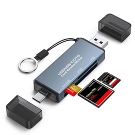 Lector de Tarjetas USB C OTG para TF, SD, Micro-SD USB 2.0 a CF/SD/TF Adaptador de tarjeta de memoria para CFI/CFII/TF/SD/Micro SD/SDHC/SDXC/MMC Compatible con MacBook Pro/Air Android PC Portáti