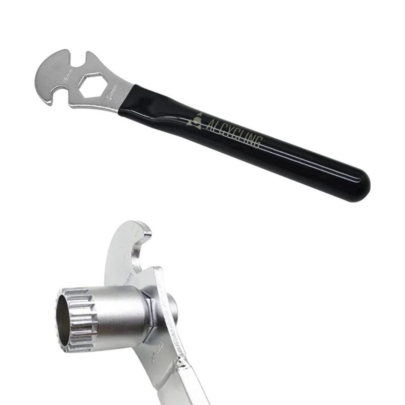 2PCS Bicycle Pedal Wrench Spanner, Long Pedal Spanner 15mm Repair