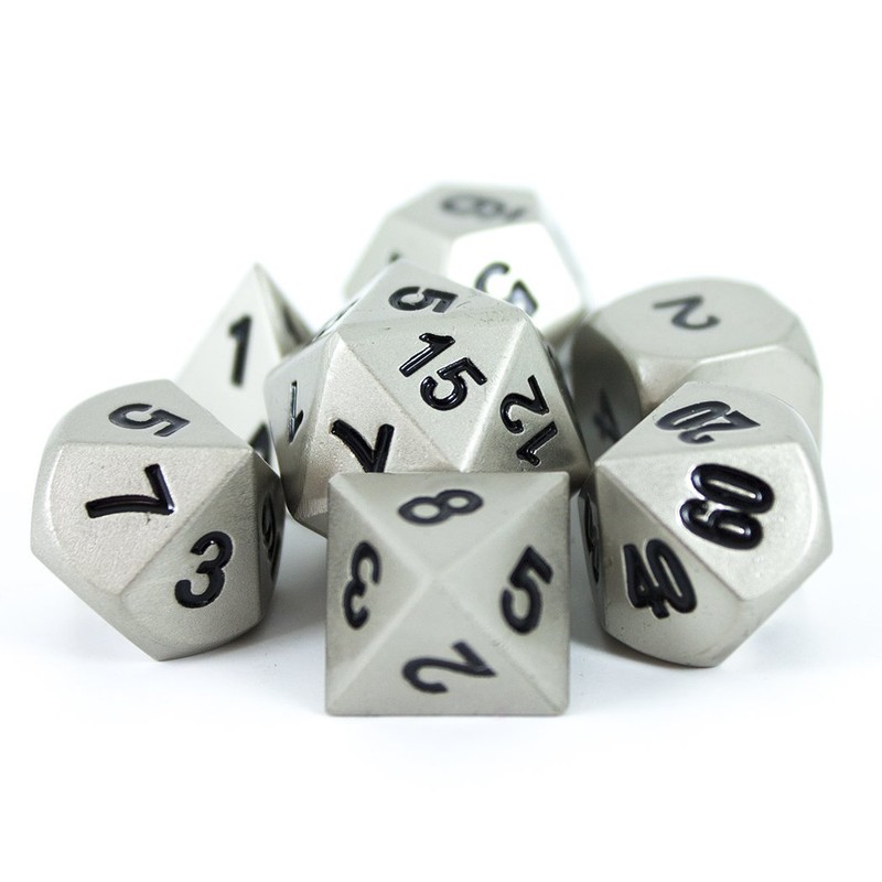 Paladin Roleplaying Silver Metal DND Dice - Full Polyhedral Set
