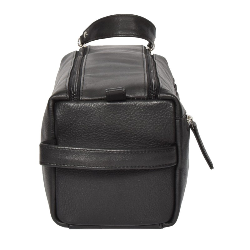 Real Leather Wash Bag for Mens Shaving Kit Toiletries Travel