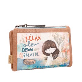 Anekke,Women's Purse,Medium Wallet,Leatherette Wallet with 2 Compartments and Zip Closure and Flap,Mediterranean Collection,Women's Accessories and Accessories,15x10x3 cm, various, One size