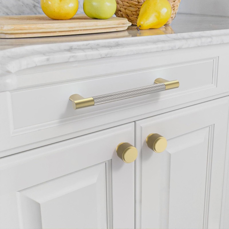 Asidrama 10 Pack 5 Inch(128mm) Knurled Brushed Nickel and Gold