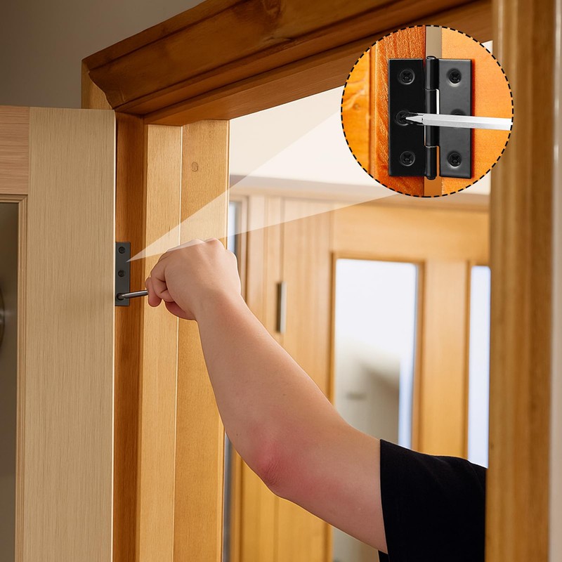 6PCS Black Hinges, Butt Hinges, 2.5 inch Black Hinge with