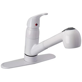Pfister Pfirst Series Kitchen Sink Faucet with Pull Out Sprayer, Single Handle, Mid Arc, White Finish, G13310WW