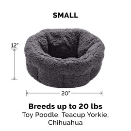 Furhaven 20" Round Self-Warming Pet Bed for Indoor Cats & Small Dogs, 100% Washable, For Pets Up to 20 lbs - Hi Lo Snuggle Terry Cuddler - Charcoal Gray, Small
