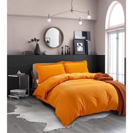 Elegant Comfort Luxury 2-Piece Duvet Cover Set - 1500 Premium Hotel Quality Microfiber Hotel Collection - Comforter Cover with Button Closure and 1 Pillow Sham, Twin/Twin XL, Joyful Orange