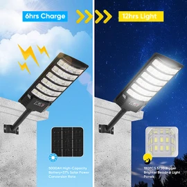 4 Pack Solar Street Light Outdoor 30000LM 6500K Waterproof Motion Sensor LED Solar Powered Flood Light with Remote Control Dusk to Dawn Commercial Area Lighting for Outside Parking Lot