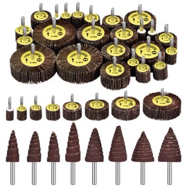 Abrasive Flap Wheel Sander Set - 40 Pack 80 Grit 1/4" Shank Mounted Aluminum Oxide Cone Shape Abrasive Sandpaper Flap Sanding Wheel, Drill Sanding Attachment for Removing Rust and Polishing