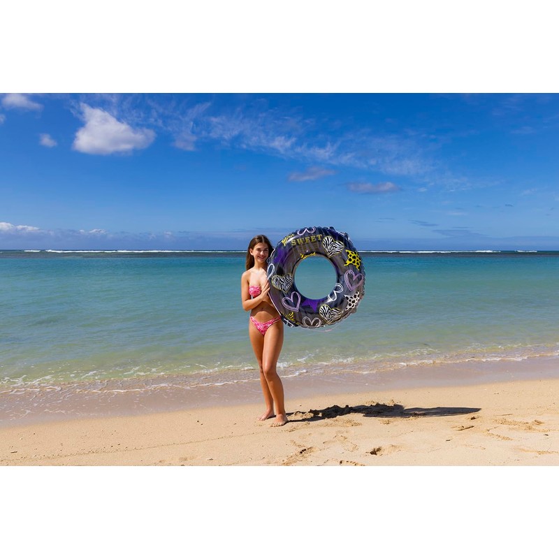 Igarashi RLC-391V 35.4 inches (90 cm) Swim Ring, Heart Zebra