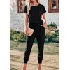 KIRUNDO 2024 Women's Casual Summer Jumpsuits Short Sleeve Crewneck Drawstring