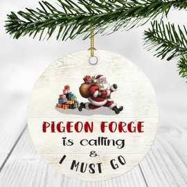 Christmas Ornament Pigeon Forge Calling I Must Go, Funny Family Ornament 2024 Santa Come Back Home, Gift for Kids Mom Dad 3''