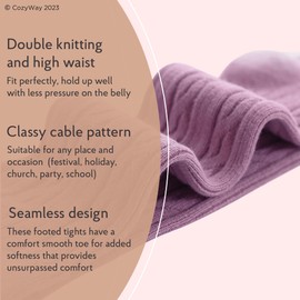 CozyWay Cable Knit Cotton Leggings/Tights for Baby Girls, 3 Pack, White/Pink/Black, 0-3 Months Old