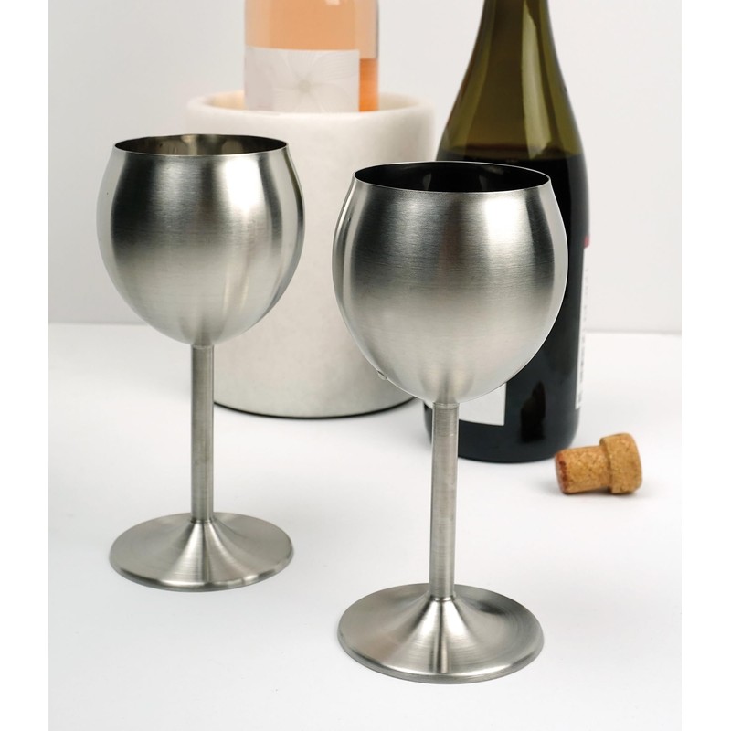 RSVP Endurance Stainless Steel Wine Glass, Set of 2