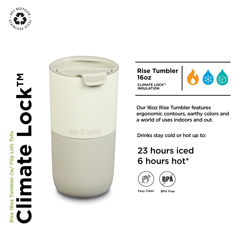 Klean Kanteen Rise 16oz Stainless Steel Flip Top Tofu Tumbler