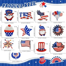 13Pcs 4th of July Iron on Patches Patriotic Independence Day American Flag Dwarf Sew Iron on Repair Embroidered Applique USA DIY Craft Gift for Memorial Day Veterans Day Clothes Jacket Hat Supplies