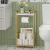 Toilet Paper Holder with Storage Shelf - Freestanding Roll Dispenser