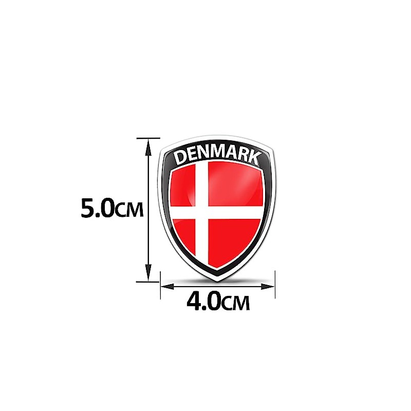 Skino EU 2 x 3D Gel Stickers Denmark Flag Badge