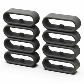 8-Pack 20mm Watch Band Keeper Loops Compatible with Garmin Vivoactive 3/5/6, Forerunner 45/55/245/645, Venu Sq/Sq2, Vivomove, Fenix 5S/6S/7S Series–Strap Fastener Rings in Secure Silicone,Black (black*8)