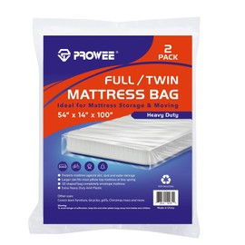PROWEE 2 PK 4Mil Heavy Duty Full,Twin Mattress Bags for Moving,Clear Plastic Mattress Bags for Storage, Full/Twin Mattress Cover for Moving