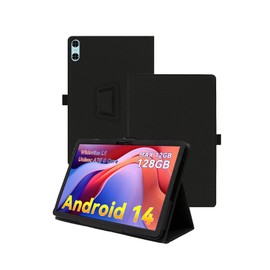 Case for SVITOO P10 Tablet Android 14 with 4G LTE 10 Inch 2024 Upgraded Version,WUNIAK Premium Leather Business Folio Stand Cover with Hand Strap for Table,Black.