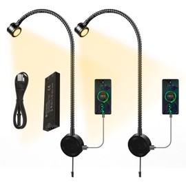 VST Bed Reading Lights for Headboard, Bedside Wall Mounted Reading Lamp, Reading Light Touch to Adjust Brightness with USB/Type-C Charging Ports, ETL-Listed