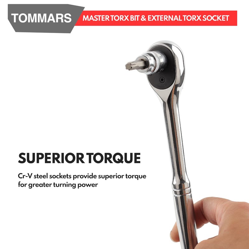 TOMMARS 60-Pc Master Torx Bit Socket and External Socket Set