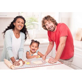 16" x 24" Large Silicone Pastry Mat for Rolling Dough Non Slip, Silicone Baking Mat Non Stick, Cilicone Fondant Mat Pie Cookie Dough Rolling Mat Kneading Cutting Mat BPA Free with Measurement (Red-L)