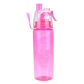 600ml Portable Sport Water Bottle with Straw & Strap Flip Top Leak Proof Water Bottle Non-Toxic BPA Free & Eco-Friendly Clear Plastic Spray-Head Cup for Sports School Cycling Camping Hiking