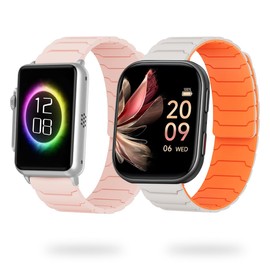 Compatible for FITVII Smart Watch Bands, 20mm, 22mm Magnetic Watchband Compatible with FITVII HM57, Silicone Sport Strong Magnet Strap for HM78, HM68, HM21, H56, H86 Smart Watch Fitness Tracker (2 Pack B, for 22mm size band)
