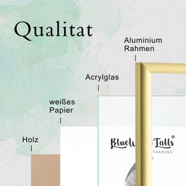 2 x Picture Frames Gold Metal DIN A4 21 x 30 cm Pack of 2 Document Frames 21 x 29.7 cm Aluminium Picture Frame Aluminium Metal Frame Picture Frame A4 Photo Frame