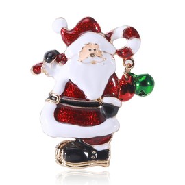 Unique Santa Claus Christmas Brooch Pin Jingle Bell Dangling Candy Cane Enamel Pins Clip Lapel Sweater Scarves Hat Dress Badges Brooches Pins Cute Xmas Festive Decoration Jewelry Gifts for Women Girls