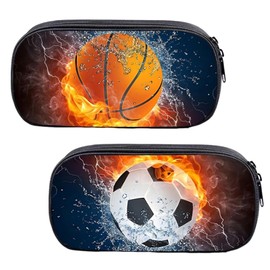 DXPETA 2Pcs Football Pencil Case, Large Capacity Pencil Case for Boys, Durable Pencil Bag for School, Office, and Travel, Football Themed Stationery Organizer