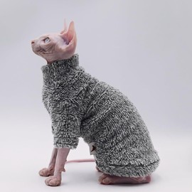 Sphynx Cat Apparel Kitty Clothes Warm Autumn and Winter Hairless Cat Outfits Cat Clothes for Devon Rex Cats, Cornish Cats and Small Cats (Black, Medium)