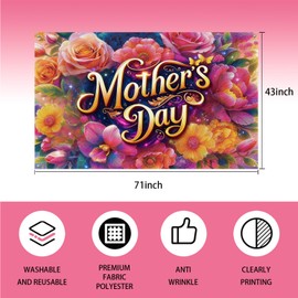 Mothers Day Backdrop,Happy Mothers Day Banner Great Mother I Love You Mom Mother Decorations and Supplies for Home-71 x 43 inches (Multicolored)