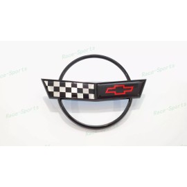 AUTO 1PC Black Nose Hood Cross Flags Emblem Badge Fit For 1984-1996 C4 Corvette