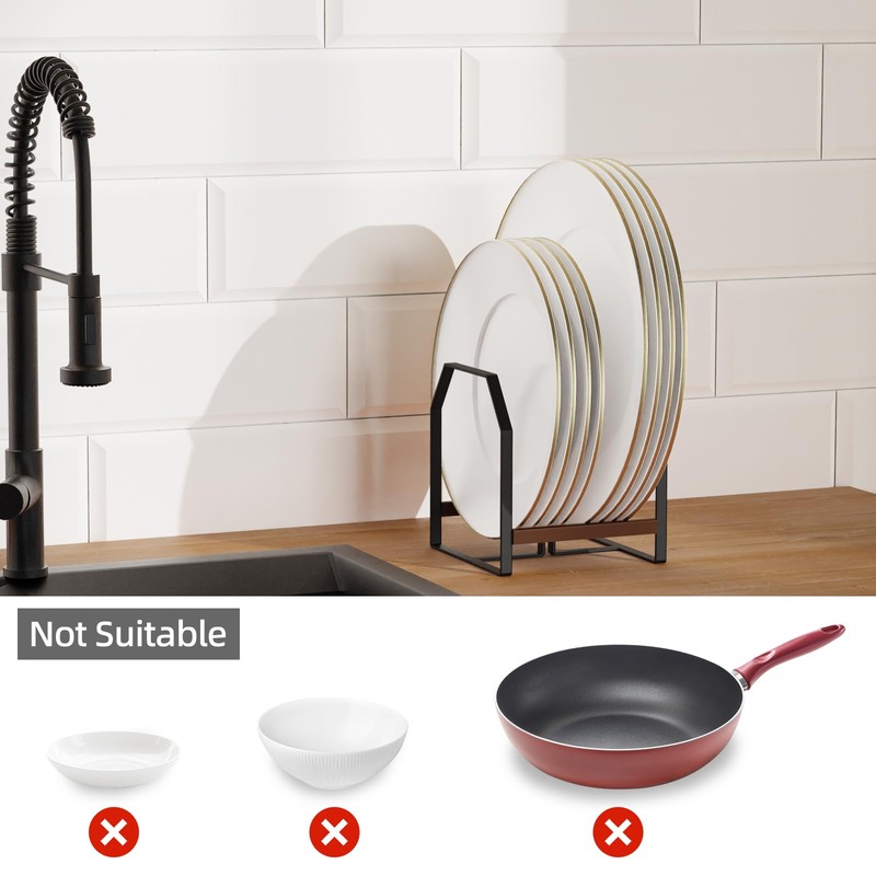 TIPSYTREE 2 Pack Small Kitchen Plate Organizer, Metal Dish Racks