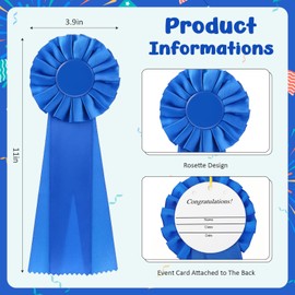 Suncalla 20 Pieces Blue Blank Award Ribbon Prize Rosette Award Contest Winner Ribbon Victory Prize for Competition Sport Event Contest